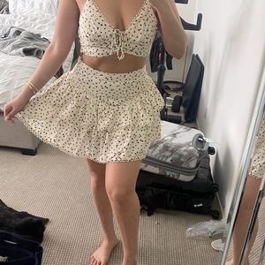 Fashion nova flirty ivory skirt set | size M